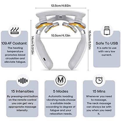 Ultimate 4-Head Neck Massager with Heat & Pulse Therapy - Relaxation on the Go!