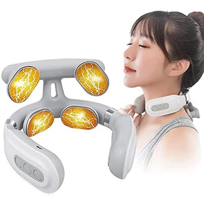 Ultimate 4-Head Neck Massager with Heat & Pulse Therapy - Relaxation on the Go!